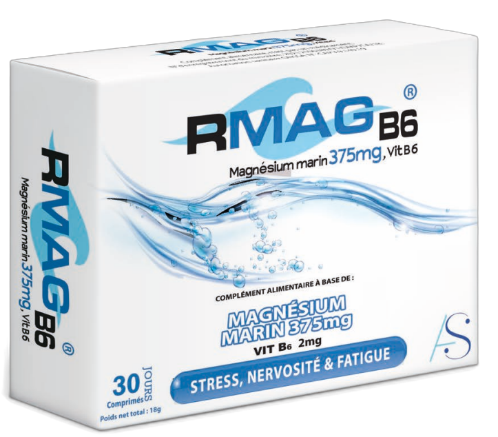 Boîte de RMAG B6 - Magnésium Marin et Vitamine B6 pour la fatigue et le stress